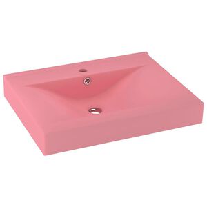 vidaXL Lavandino con Foro Rubinetto Rosa Opaco 60x46 cm in Ceramica