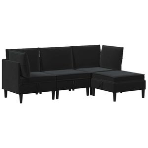vidaXL Set di mobili per il soggiorno 4 pz Nero Velluto