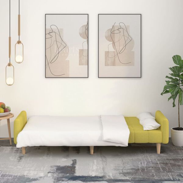 vidaXL Divano Letto a 2 Posti Verde in Tessuto