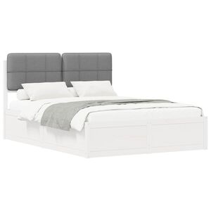 vidaXL Letto con Testiera Rivestita Grigio chiaro 135 x 190 cm