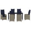 vidaXL Set da Pranzo per Giardino con cuscino 7 pcs Nero Poly Rattan