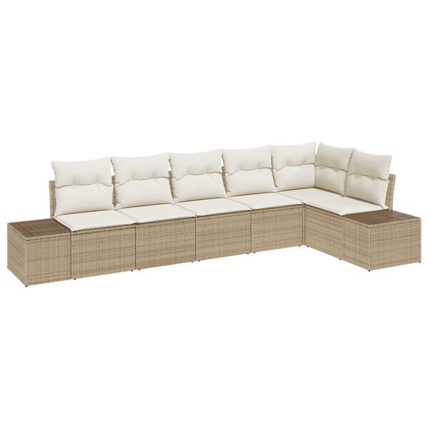 vidaXL Set Divano da Giardino 6 pcs Beige e Crema polyrattan