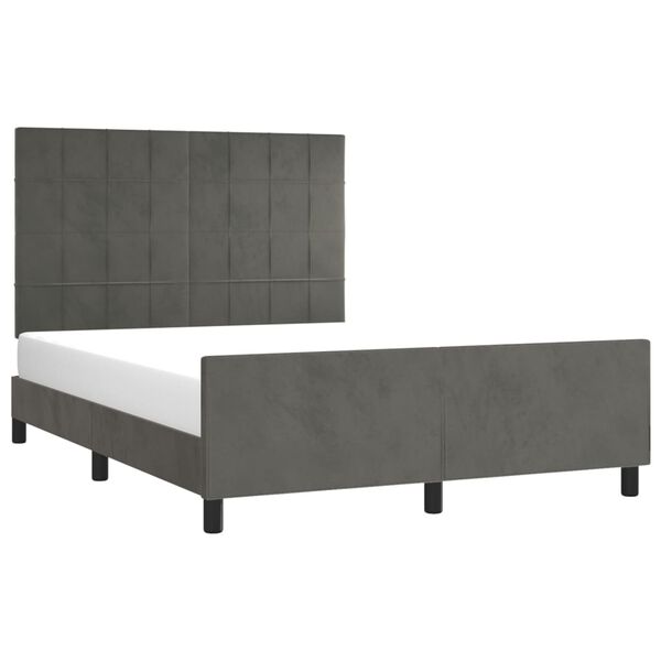 vidaXL Giroletto senza Materasso Grigio Scuro 140x190 cm Velluto