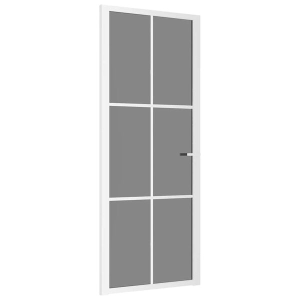 vidaXL Porta Interna 83x201,5 cm Bianca in Vetro ESG e Alluminio