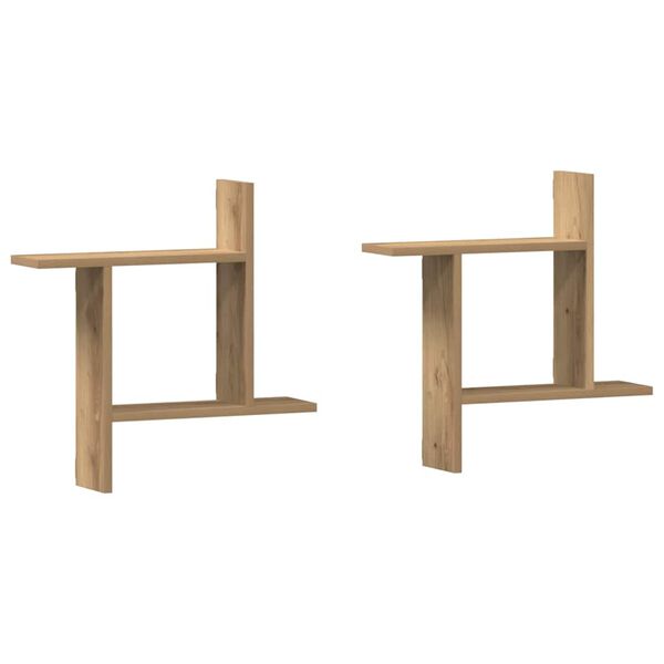 vidaXL Mensole Parete 2pz Rovere Artigianale 50x12x50 cm in Truciolato