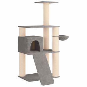 vidaXL Albero per gatti con pali per graffiare in sisal Grigio Chiaro