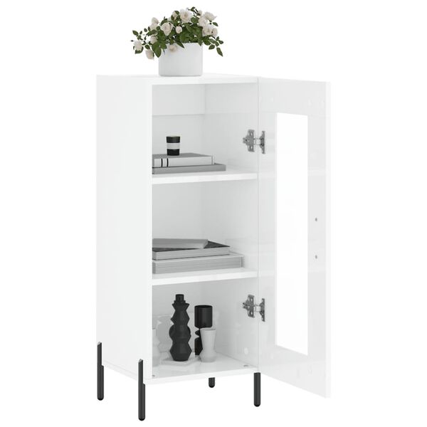 vidaXL Credenza Bianco Lucido 34,5x34x90 cm in Legno Multistrato