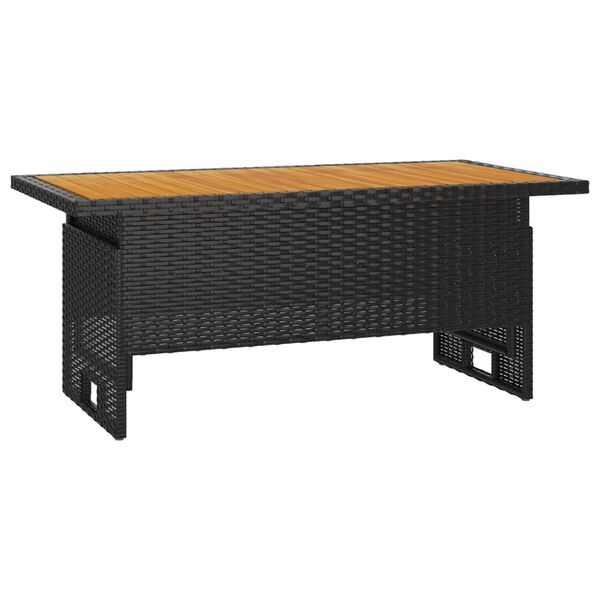 vidaXL Tavolo Giardino Nero 100x50x43/63cm Massello Acacia Polyrattan