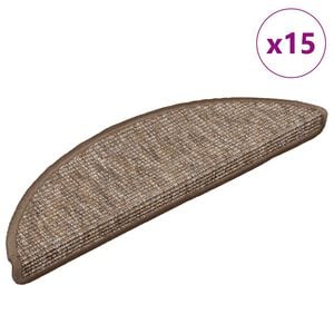 vidaXL Tappetini per scale 15 pz 56x17x3 cm Marrone chiaro Semicircolari
