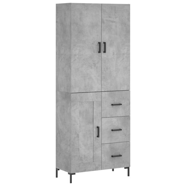 vidaXL Credenza Grigio Cemento 69,5x34x180 cm in Legno Multistrato