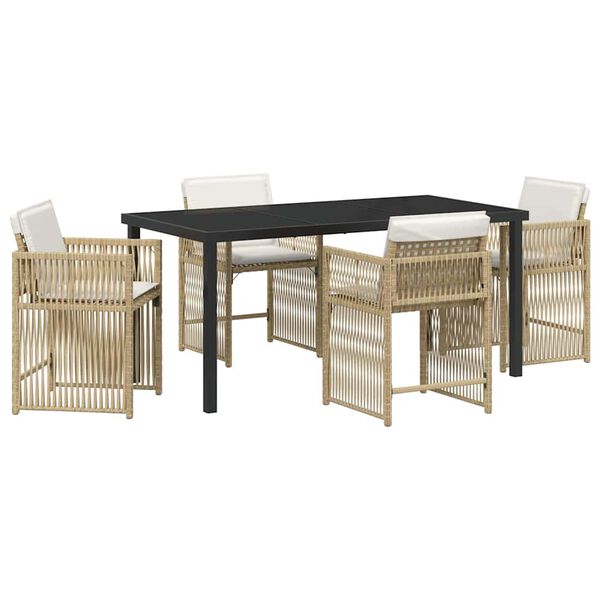 vidaXL Set da Pranzo per Giardino 5 pcs Beige polyrattan