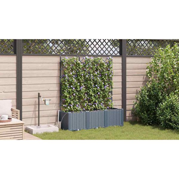 vidaXL Vaso da giardino 3 pcs Grigio Chiaro Acciaio