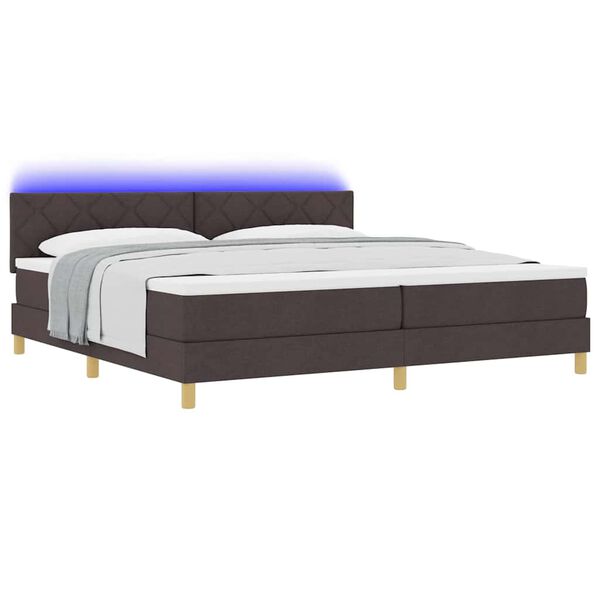 vidaXL Letto a Sorgente LED con led Marrone Scuro 200 x 200 cm Tessuto
