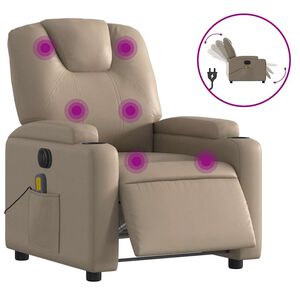 vidaXL Poltrona Reclinabile Massaggio Elettrica Cappuccino Similpelle