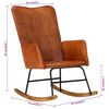 vidaXL Sedia a Dondolo Marrone Chiaro in Vera Pelle
