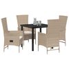 vidaXL Set da Pranzo per Giardino con cuscino 5 pcs Beige polyrattan