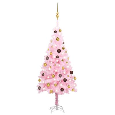 vidaXL Albero di Natale Preilluminato con Palline Rosa 120 cm PVC