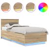 vidaXL Struttura del letto con strisce LED Rovere Sonoma 70 x 190 cm