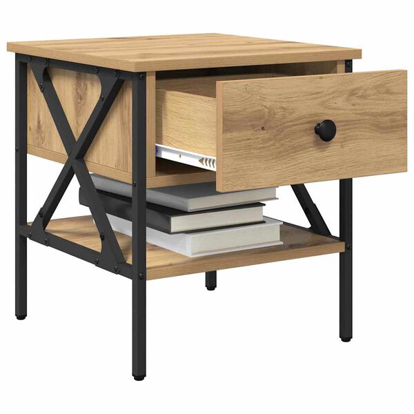 vidaXL Comodino con cassetto 2 pcs rovere artigianale 40 x 42 x 45 cm