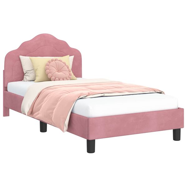 vidaXL Struttura letto bambini con testata Rosa 80 x 160 cm Velluto