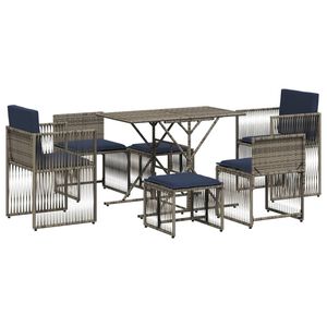 vidaXL Set da pranzo da giardino da 7 pz con Cuscini Grigio