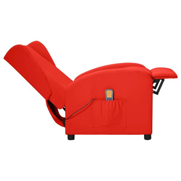 vidaXL Poltrona Alzapersona Massaggio Wing Back Rossa in Similpelle