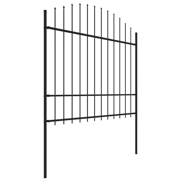 vidaXL Recinzione da Giardino con Punta a Lancia in Acciaio 1248x175 cm Nero
