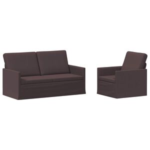 vidaXL Set di divani 2 pcs Marrone Scuro Tessuto