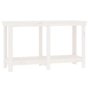 vidaXL Banco da Lavoro Bianco 140x50x80 cm in Legno Massello di Pino