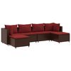 vidaXL Set Mobili da Giardino 6pz con Cuscini in Polyrattan Marrone
