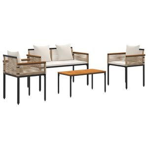 vidaXL Set di Mobili da Esterno Beige e Bianco Crema polyrattan