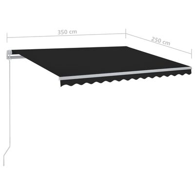vidaXL Tenda da Sole Retrattile Automatica con Pali 3,5x2,5m Antracite