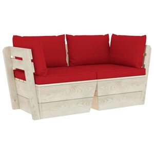 vidaXL Divano da Giardino a 2 Posti su Pallet con Cuscini Legno Abete