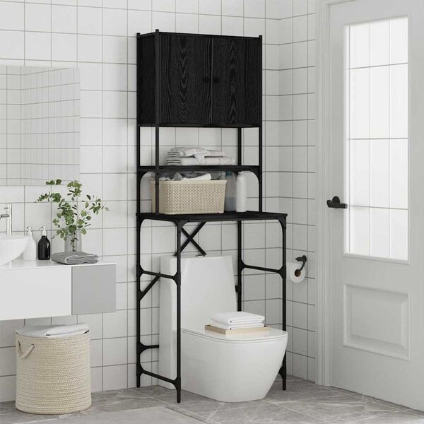 vidaXL Armadio per Lavatrice Rovere Nero 68 x 48,5 x 194 cm