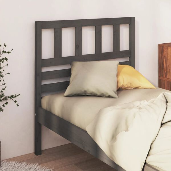 vidaXL Testiera per Letto Grigia 96x4x100 cm in Legno Massello di Pino