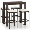 vidaXL Set da Bar da Giardino 5 pz con Cuscini in Polyrattan Marrone