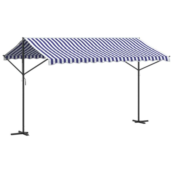 vidaXL Tenda da Sole Blu e Bianca 400x300 cm in Tessuto e Acciaio
