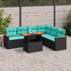 vidaXL Set Divani da Giardino con Cuscini 7pz Nero Polyrattan