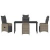 vidaXL Set da Pranzo per Giardino con cuscino 5 pcs Grigio polyrattan