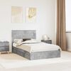 vidaXL Letto con Contenitore con testiera Grigio cemento 135 x 190 cm