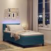 vidaXL Letto a Sorgente LED con led Blu Scuro 90 x 190 cm Velluto