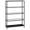 vidaXL Scaffale Marmo Nero e Trasparente 100x36x168 cm Vetro Temperato