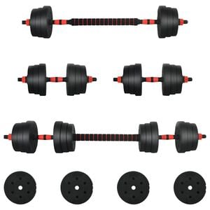 vidaXL Set di Manubri 2-in-1 30kg Nero e Rosso