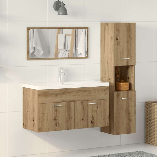vidaXL Set Mobili da Bagno 3 pz Rovere Artigianale Legno Multistrato