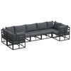 vidaXL Set Divano da Giardino 7 pz Nero Alluminio