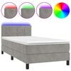 vidaXL Letto a Molle con Materasso e LED Grigio Chiaro 90x190 cm