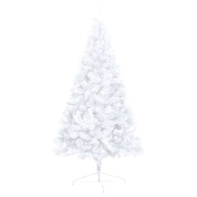 vidaXL Albero di Natale a Metà Preilluminato con Palline Bianco 150 cm