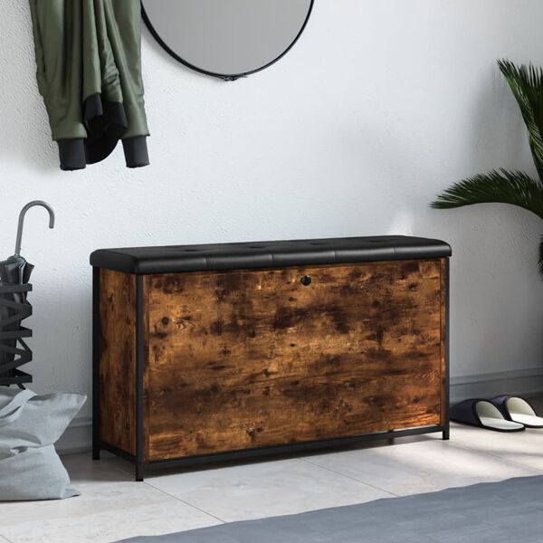 vidaXL Panca Portascarpe Cassetto Ribaltabile Rovere Fumo 102x32x56cm