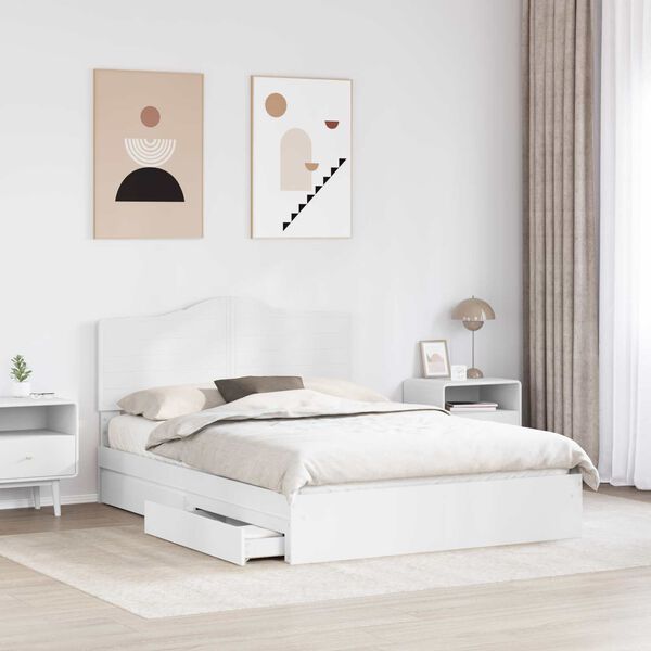 vidaXL Letto con Contenitore Bianco 140 x 190 cm Legno multistrato