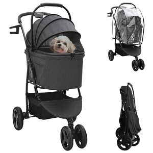 vidaXL Passeggino pieghevole per animali Nero 78 x 54 x 101 cm